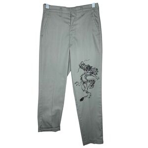 Koratron VTG Chino Pants Dragon Graphic‎ Embroidered Trousers Women's Size 26
